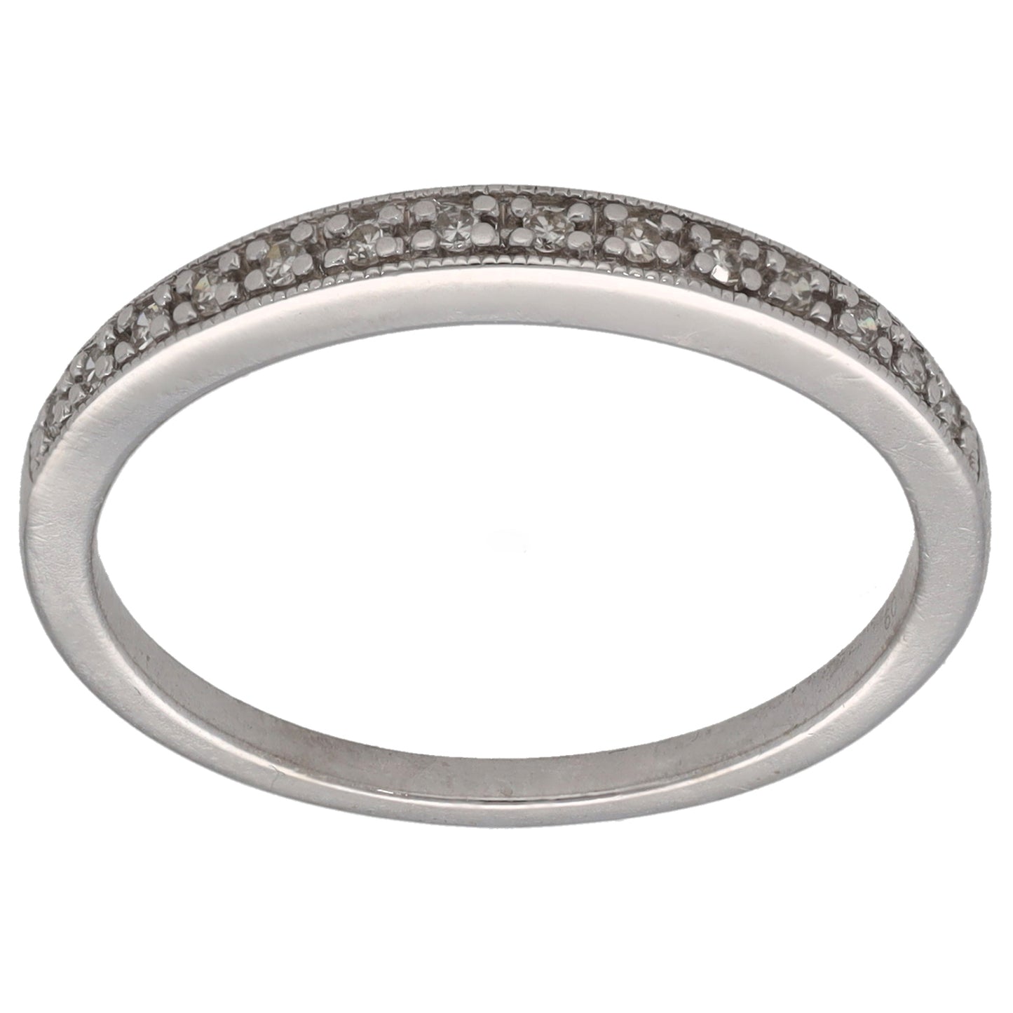 9ct White Gold 0.07ct Diamond Half Eternity Ring Size P