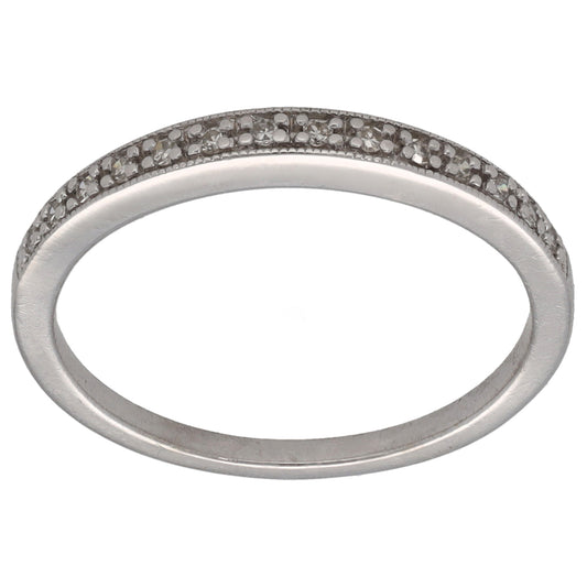 9ct White Gold 0.07ct Diamond Half Eternity Ring Size P