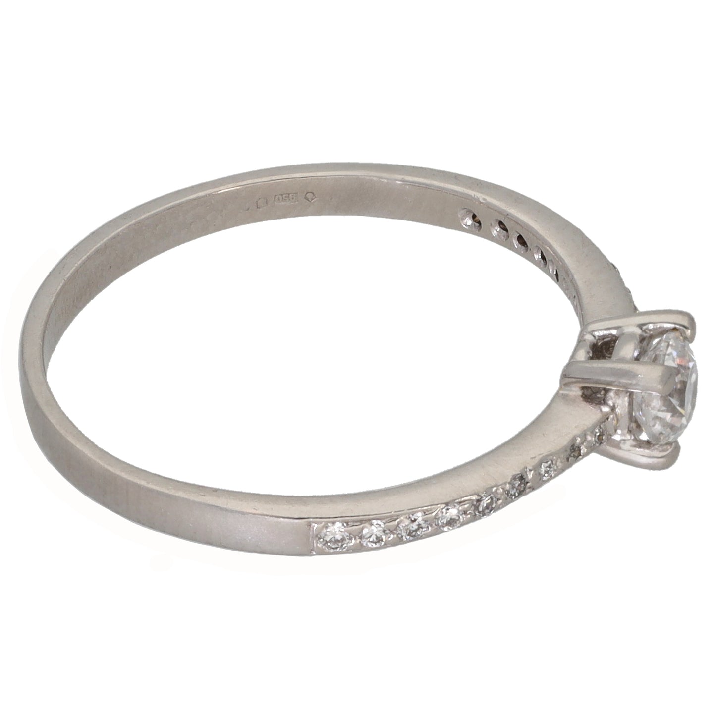 Platinum 0.32ct Diamond Solitaire Ring With Accent Stones Size O