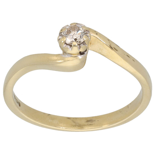 9ct Gold 0.15ct Diamond Solitaire Ring Size M