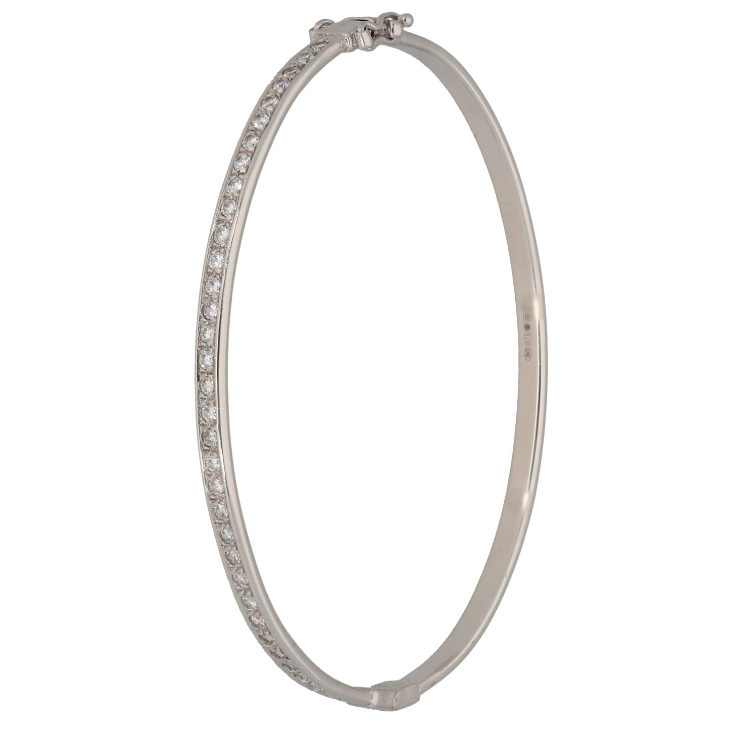 9ct White Gold Cubic Zirconia Hinged/Clasp Bangle