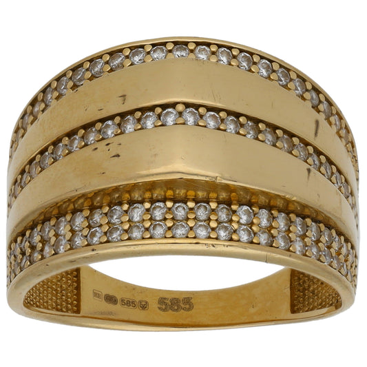 14ct Gold Cubic Zirconia Dress/Cocktail Ring Size P