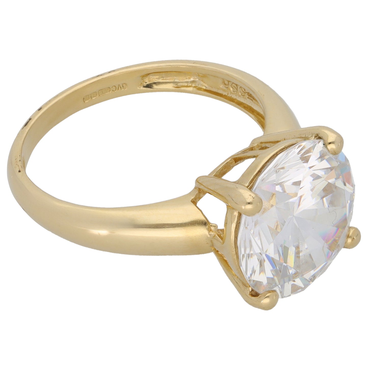 14ct Gold Cubic Zirconia Single Stone Ring Size L