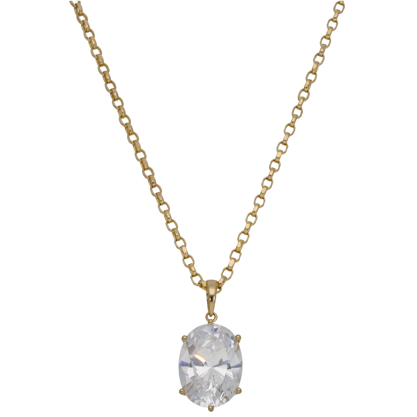 14ct Gold Cubic Zirconia Dress/Cocktail Pendant With Chain