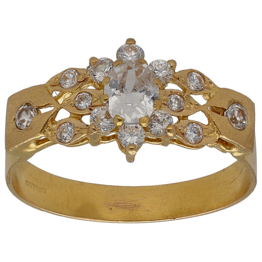 22ct Gold Cubic Zirconia Cluster Ring Size P