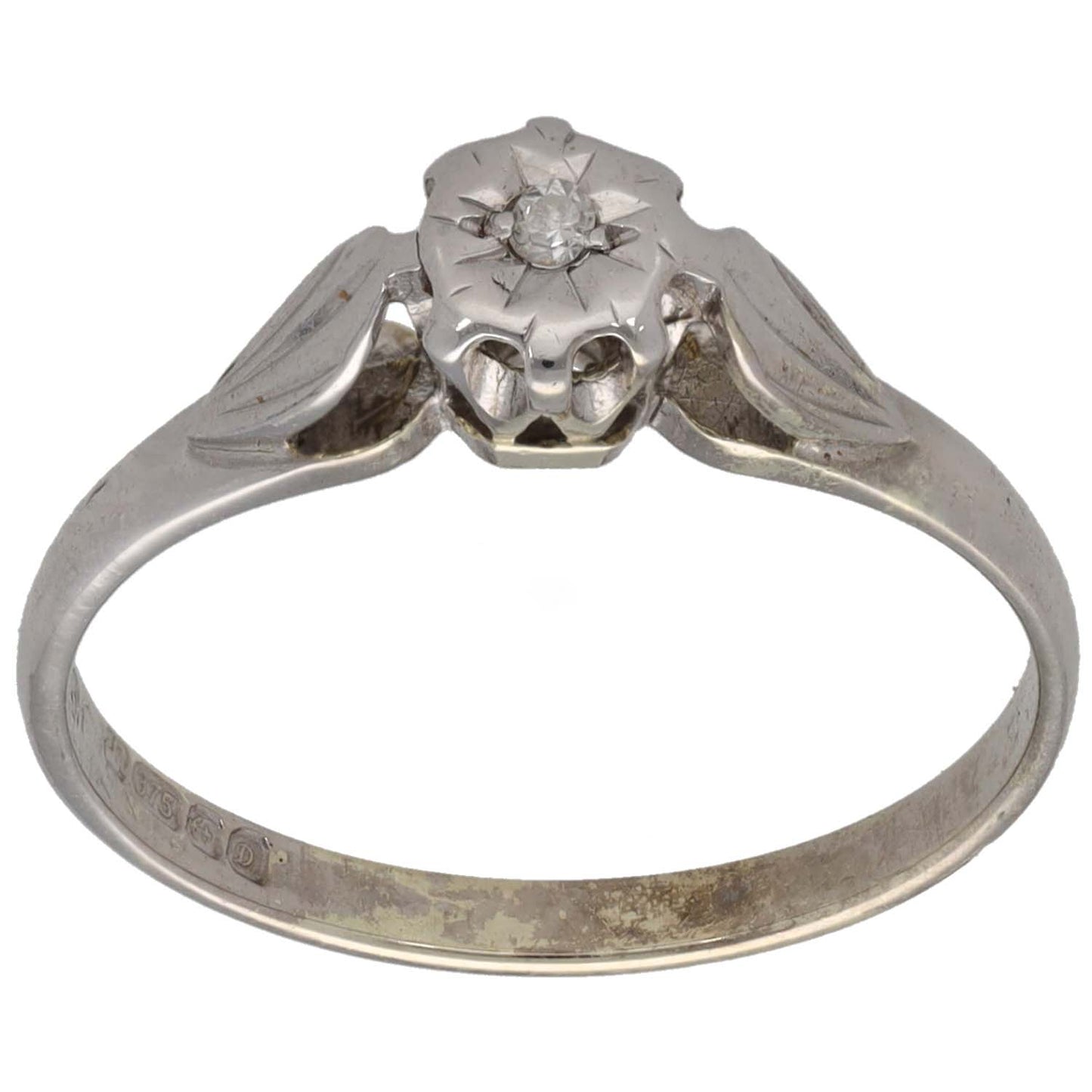 9ct Gold 0.03ct Diamond Solitaire Ring Size L