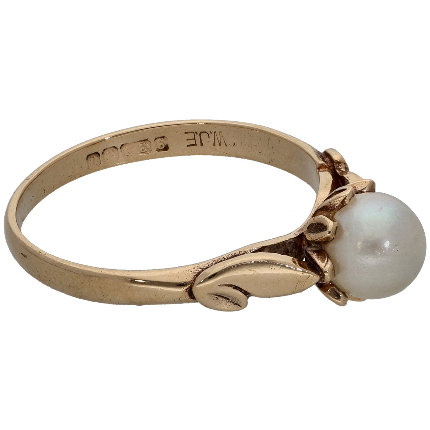 9ct Gold Cultured Pearl Single Stone Ring Size N