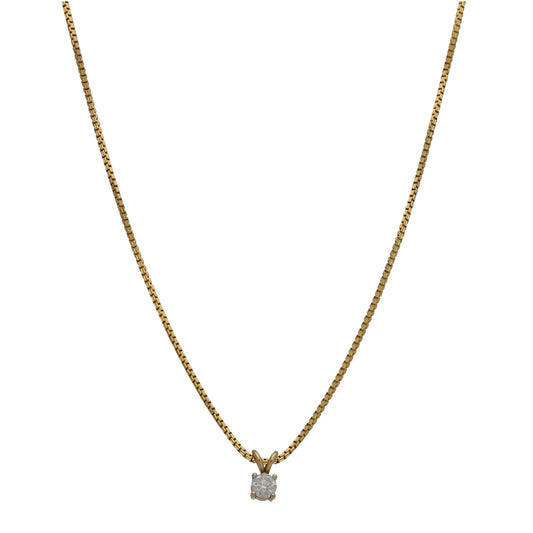 9ct Gold 0.50ct Diamond Solitaire Pendant With Chain