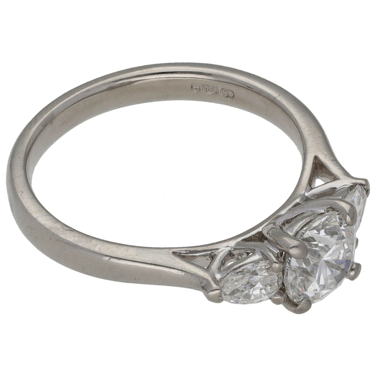 Platinum 1.05ct Diamond Trilogy Ring Size L