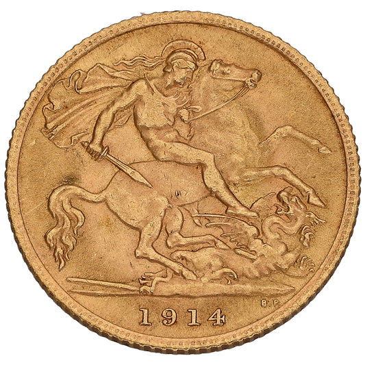 22ct Gold King George V Half Sovereign Coin 1914