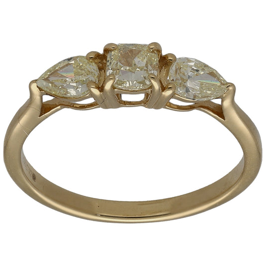 14ct Gold 0.75ct Diamond Trilogy Ring Size O