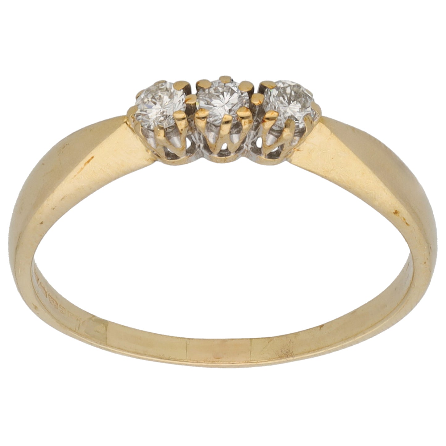 9ct Gold 0.21ct Diamond Trilogy Ring Size U