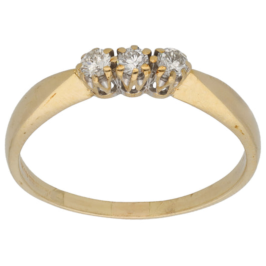 9ct Gold 0.21ct Diamond Trilogy Ring Size U