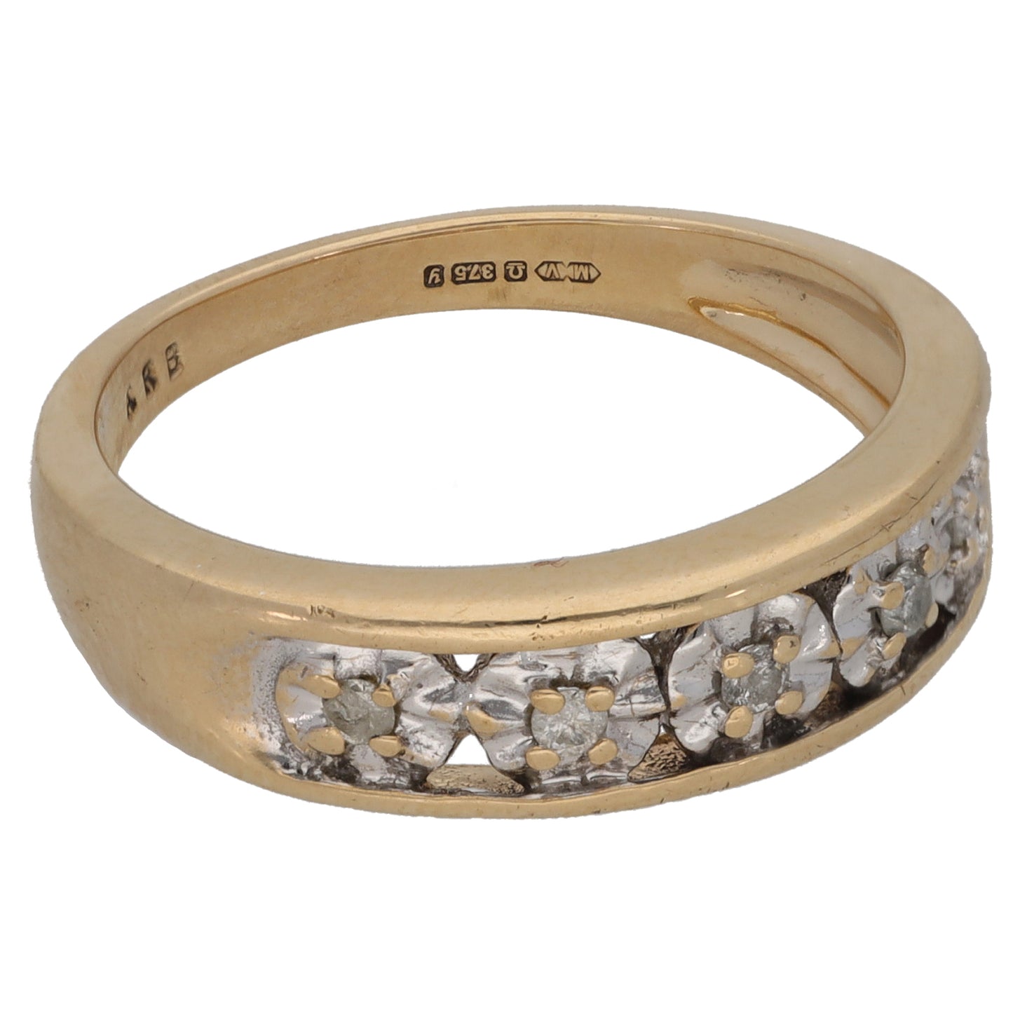 9ct Gold 0.025ct Diamond Dress/Cocktail Ring Size P