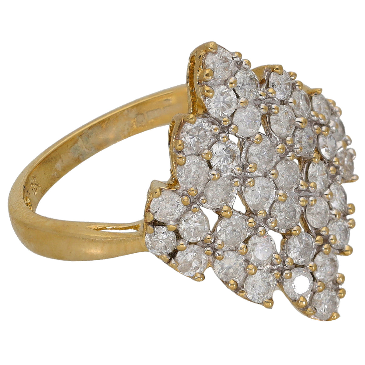 9ct Gold 1.08ct Diamond Dress/Cocktail Ring Size O