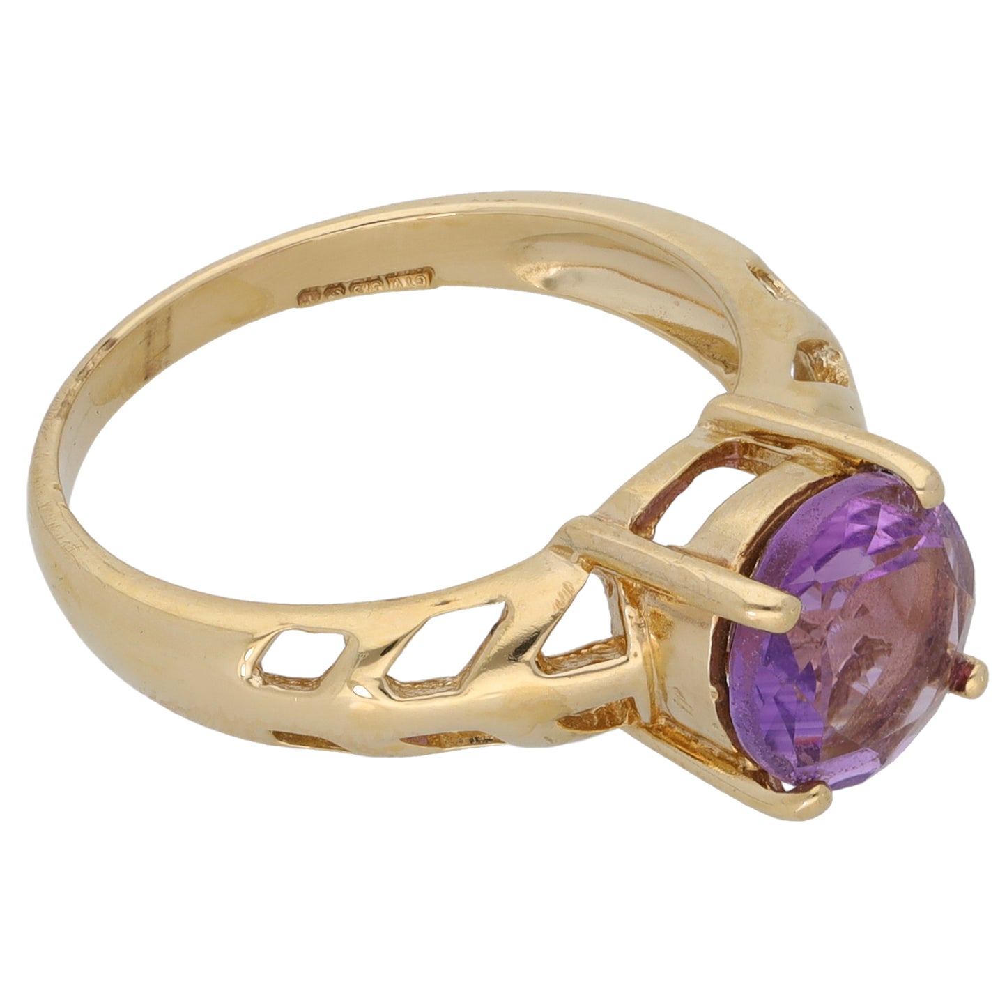 9ct Gold Amethyst Single Stone Ring Size N