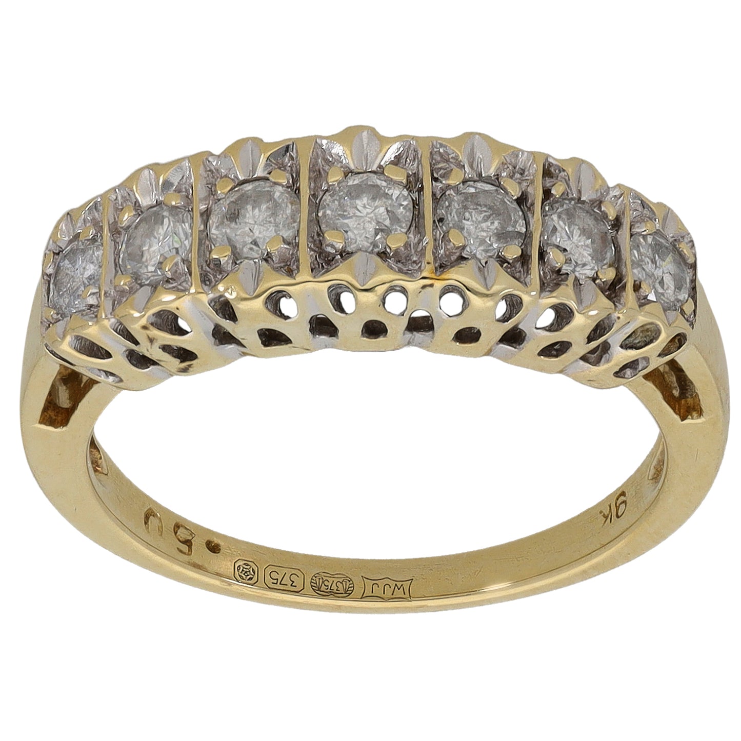 9ct Gold 0.50ct Diamond Half Eternity Ring Size L
