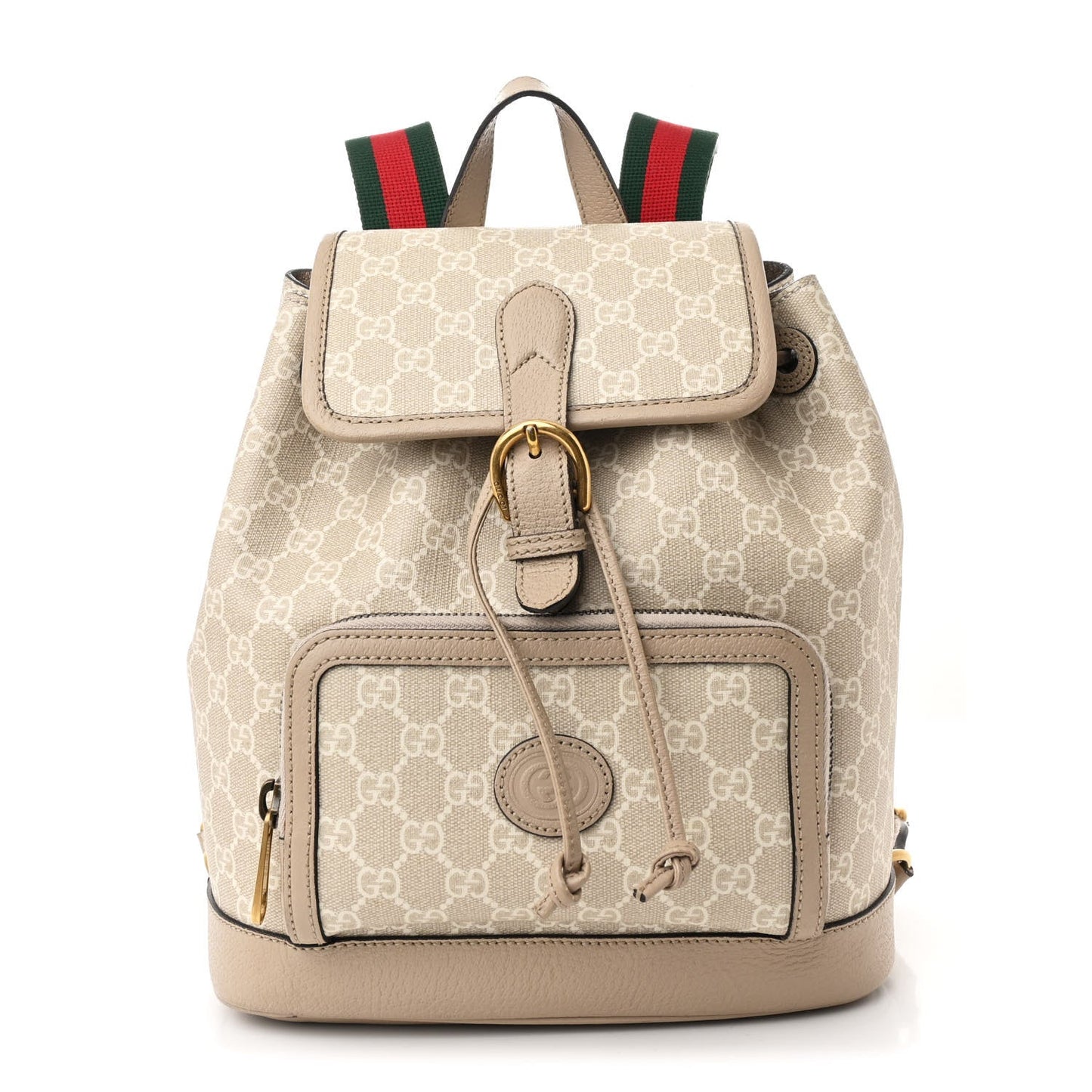 Gucci Interlocking G Backpack GG Supreme Monogram Coated Canvas Bag - Beige