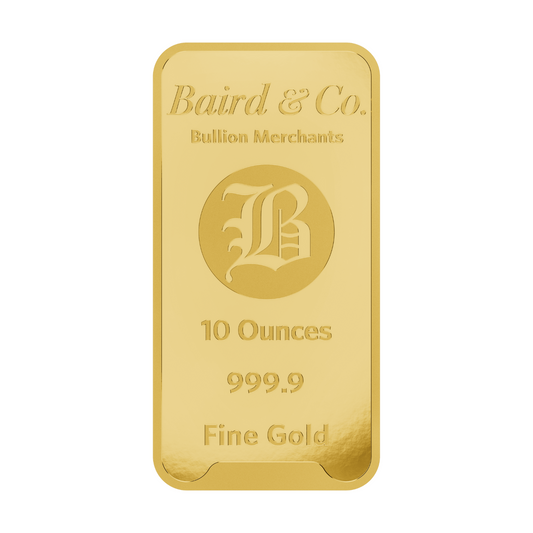 New Baird & Co 24ct 10oz Gold Minted Bar