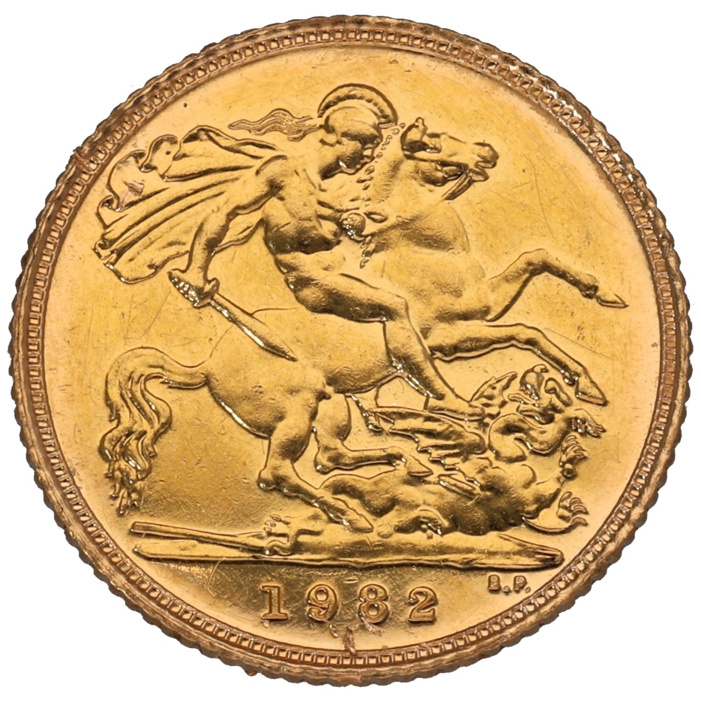22ct Gold Queen Elizabeth II Half Sovereign Coin 1982