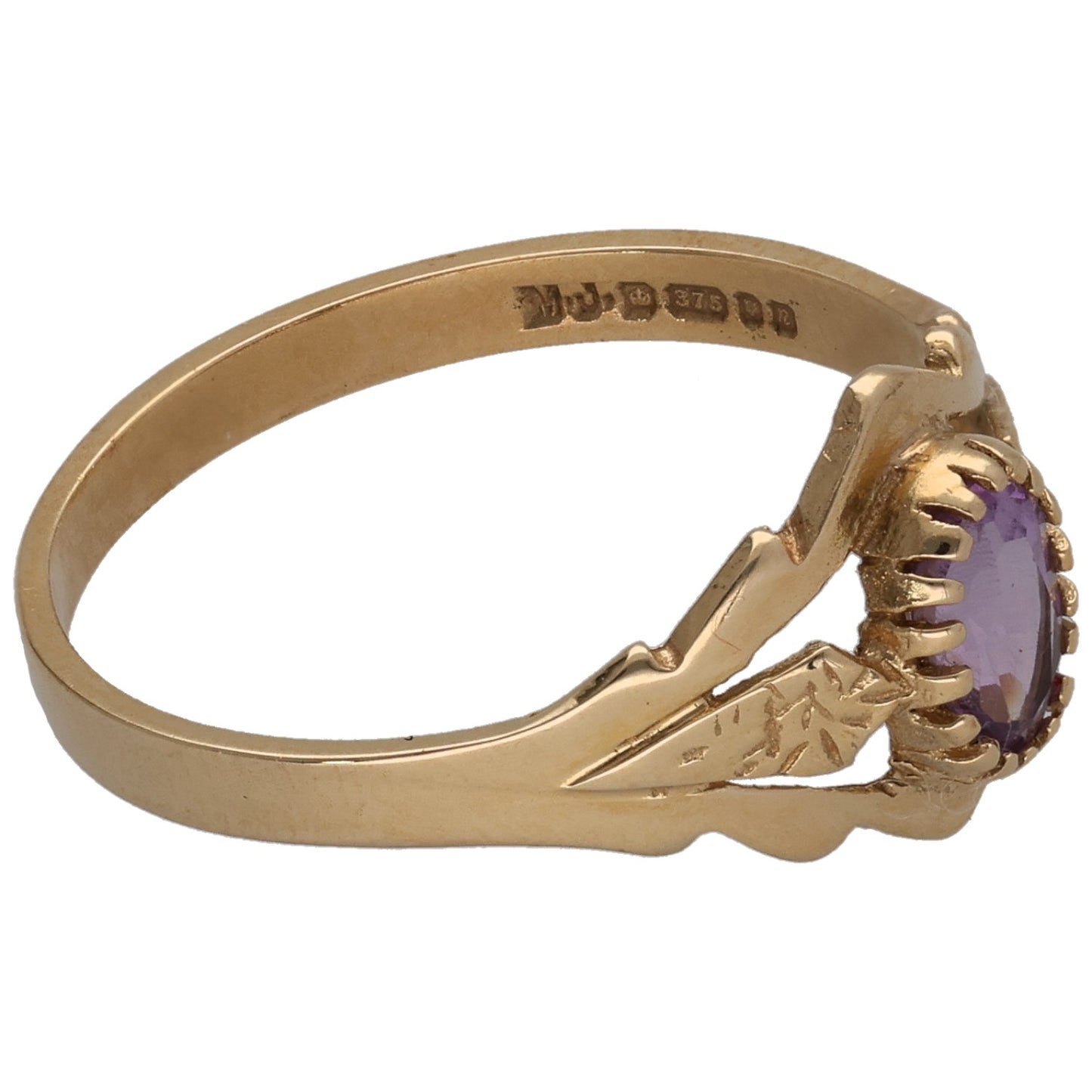 9ct Gold Amethyst Single Stone Ring Size O