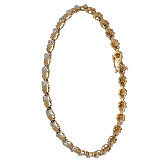9ct Gold 0.16ct Diamond Fancy Stone Set Bracelet
