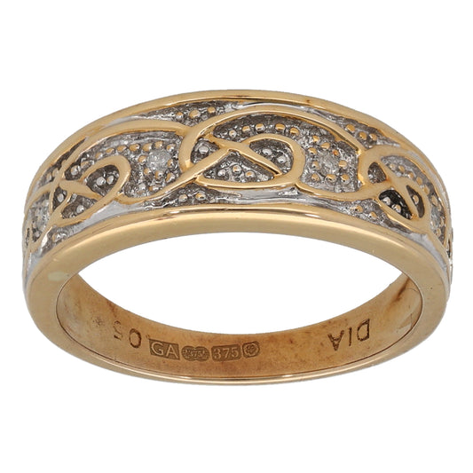 9ct Gold 0.02ct Diamond Half Eternity Ring Size L