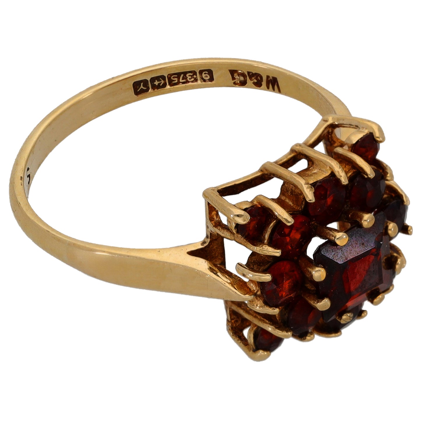 9ct Gold Garnet Dress/Cocktail Ring Size P