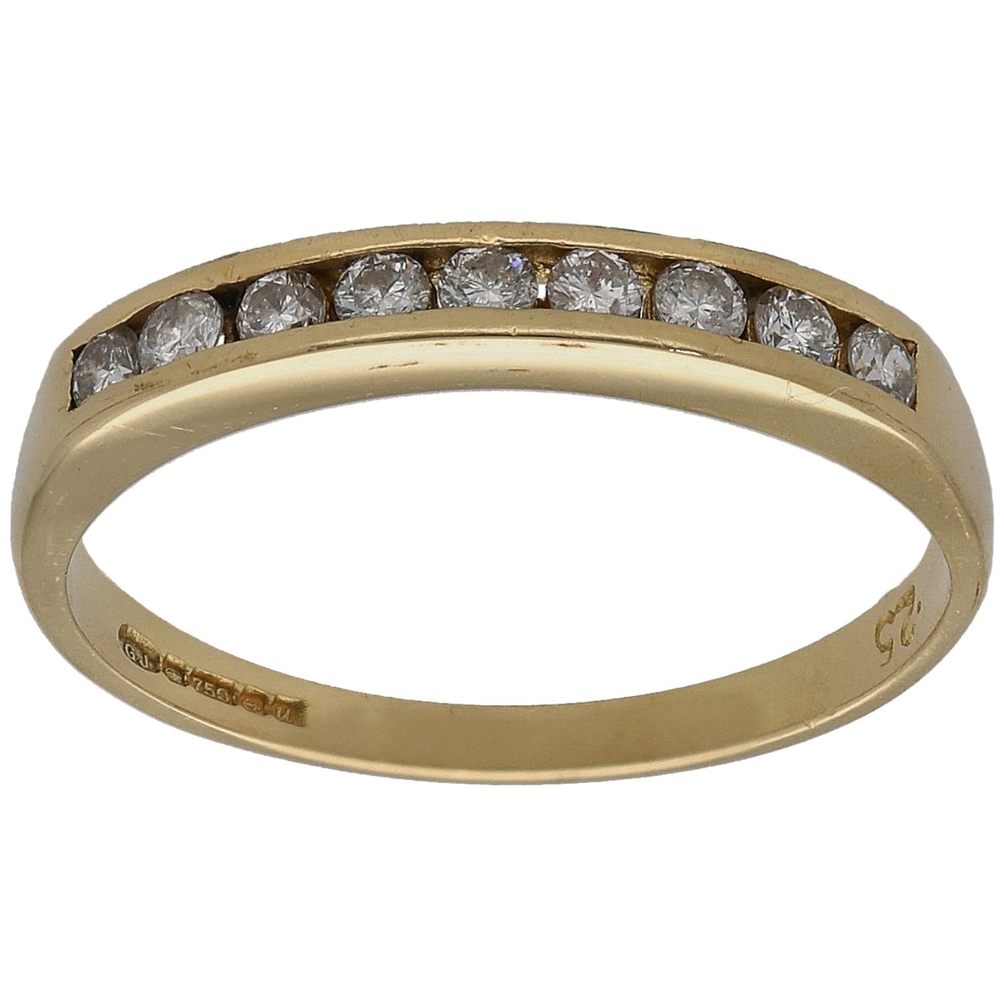 18ct Gold 0.25ct Diamond Half Eternity Ring Size K
