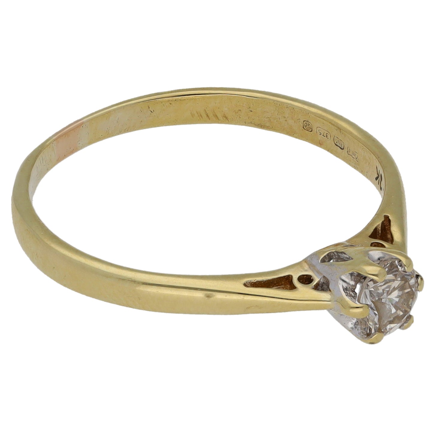 9ct Gold 0.25ct Diamond Solitaire Ring Size P