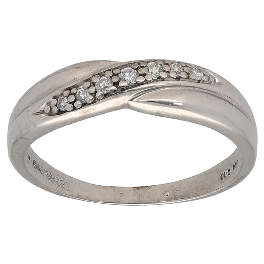 9ct White Gold 0.10ct Diamond Half Eternity Ring Size R