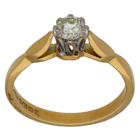 18ct Gold 0.33ct Diamond Solitaire Ring Size M