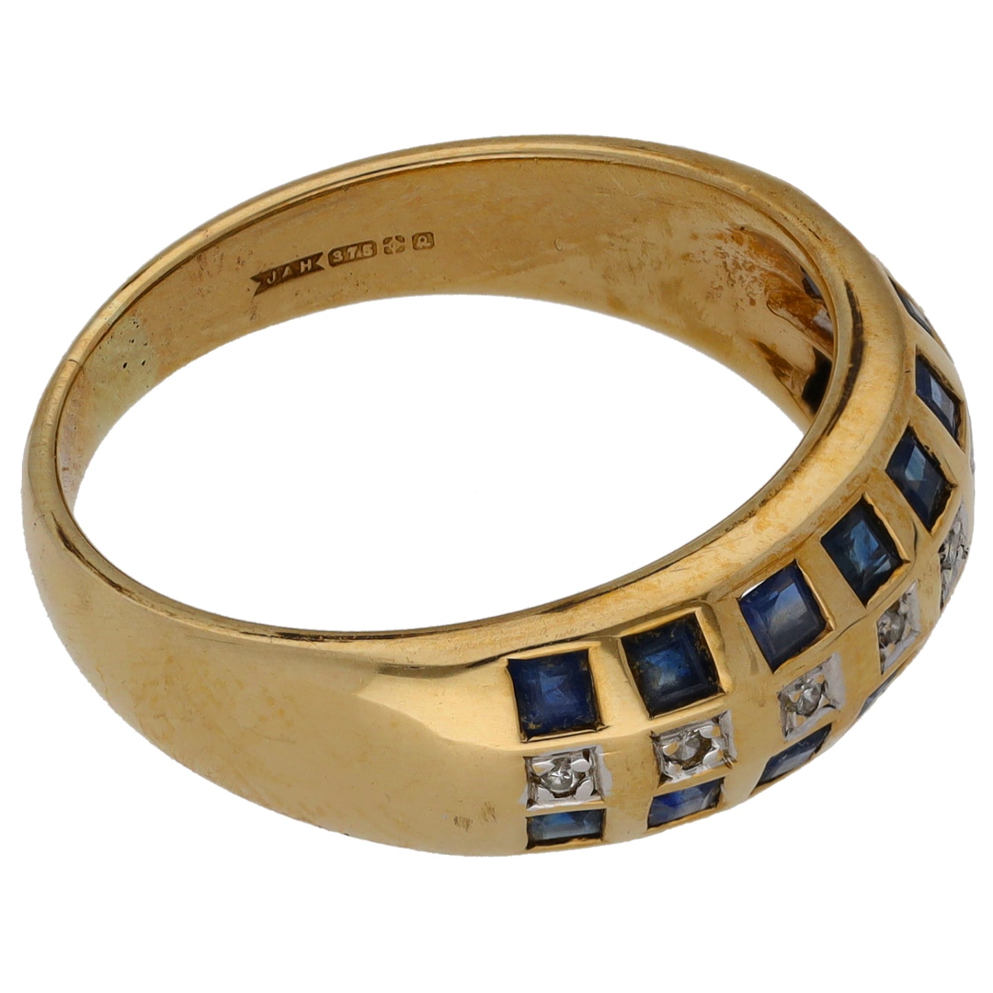 9ct Gold 0.04ct Diamond & Sapphire Dress/Cocktail Ring Size O