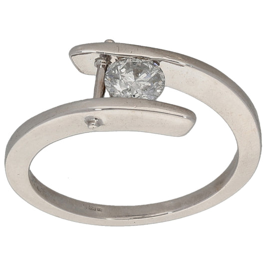 18ct White Gold 0.40ct Diamond Solitaire Ring Size L