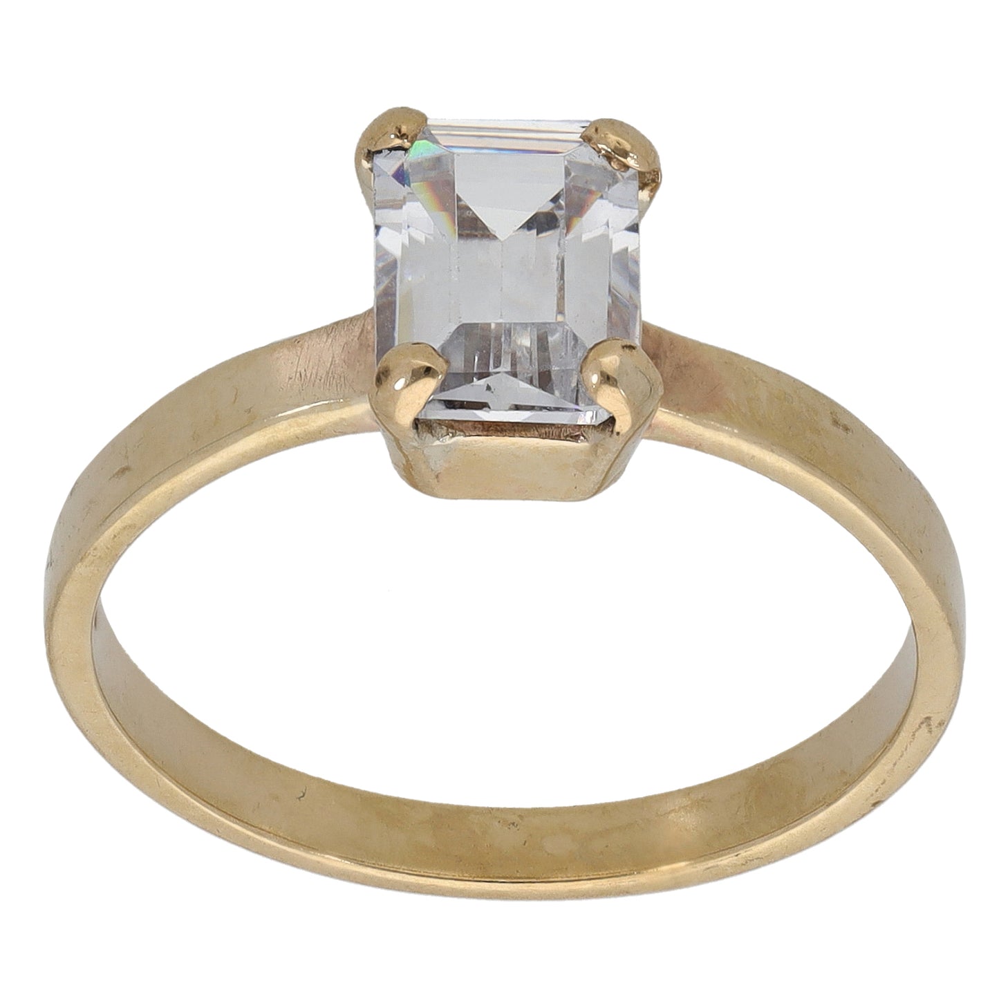 9ct Gold Cubic Zirconia Single Stone Ring Size R