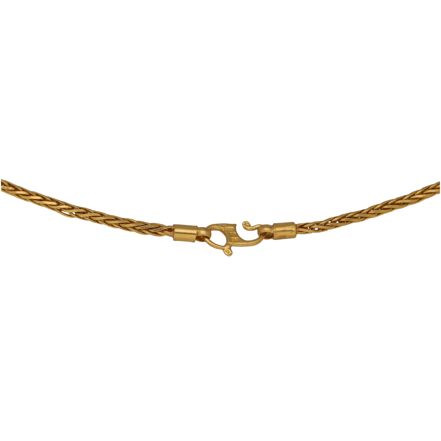 22ct gold rope-twist chain necklace with spring-ring clasp, 18 in