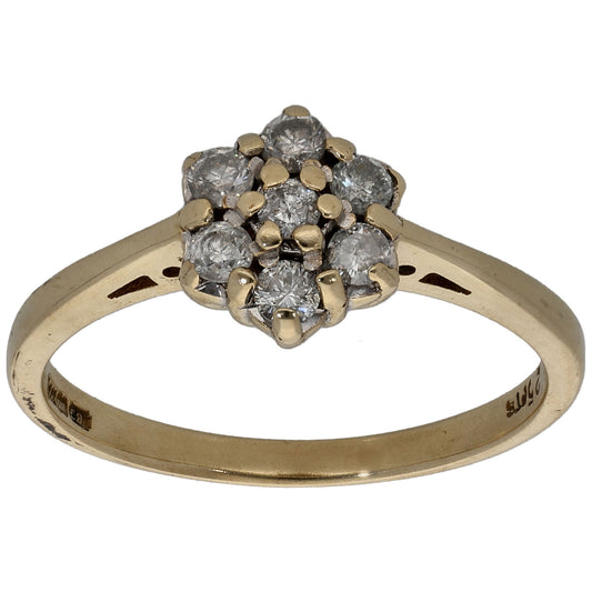 9ct Gold 0.25ct Diamond Cluster Ring Size L