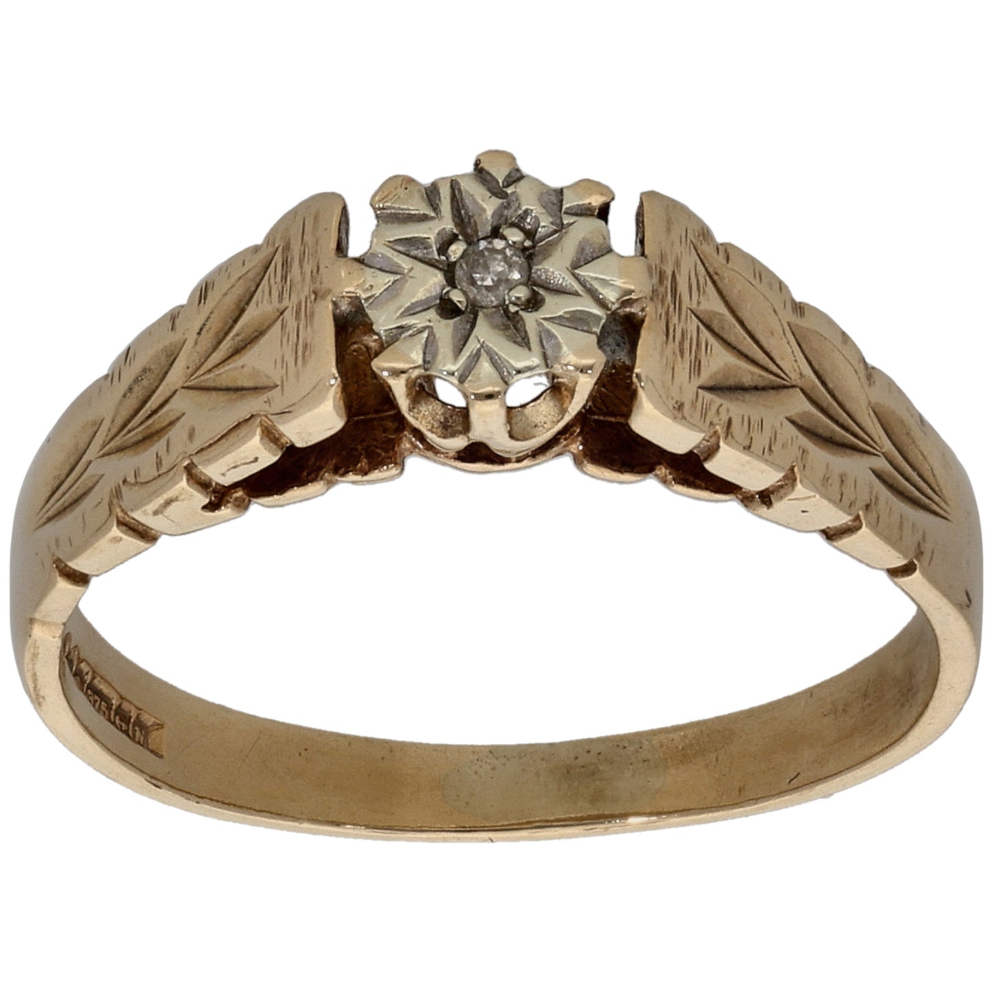 9ct Gold 0.01ct Diamond Solitaire Ring Size M