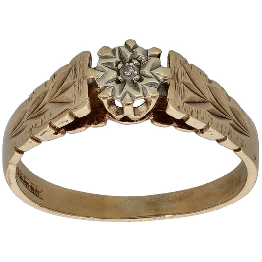 9ct Gold 0.01ct Diamond Solitaire Ring Size M