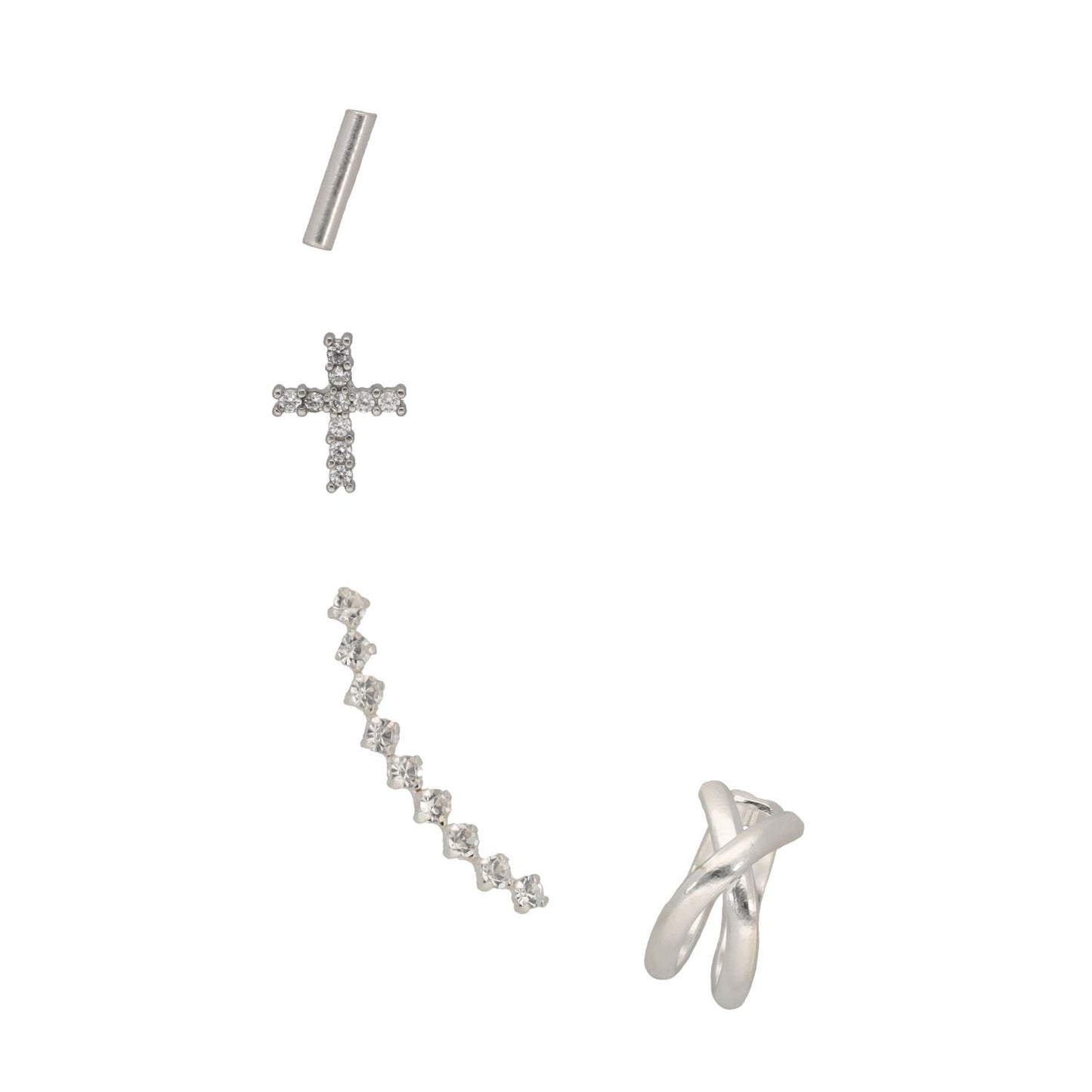 New Cross & Crawler Earring Stack Set