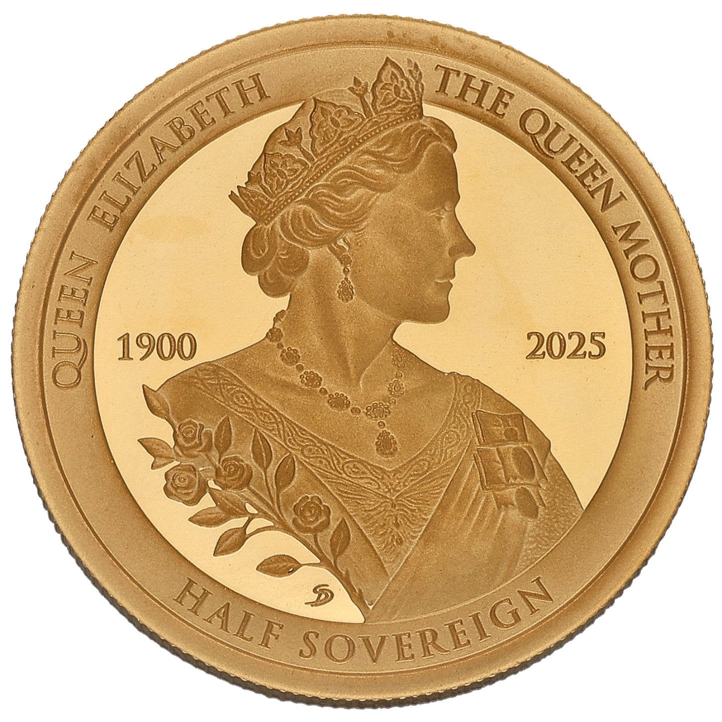 22ct Gold 125th Anniversary Of The Queen Mother Half Sovereign Coin 2025