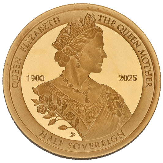 22ct Gold 125th Anniversary Of The Queen Mother Half Sovereign Coin 2025