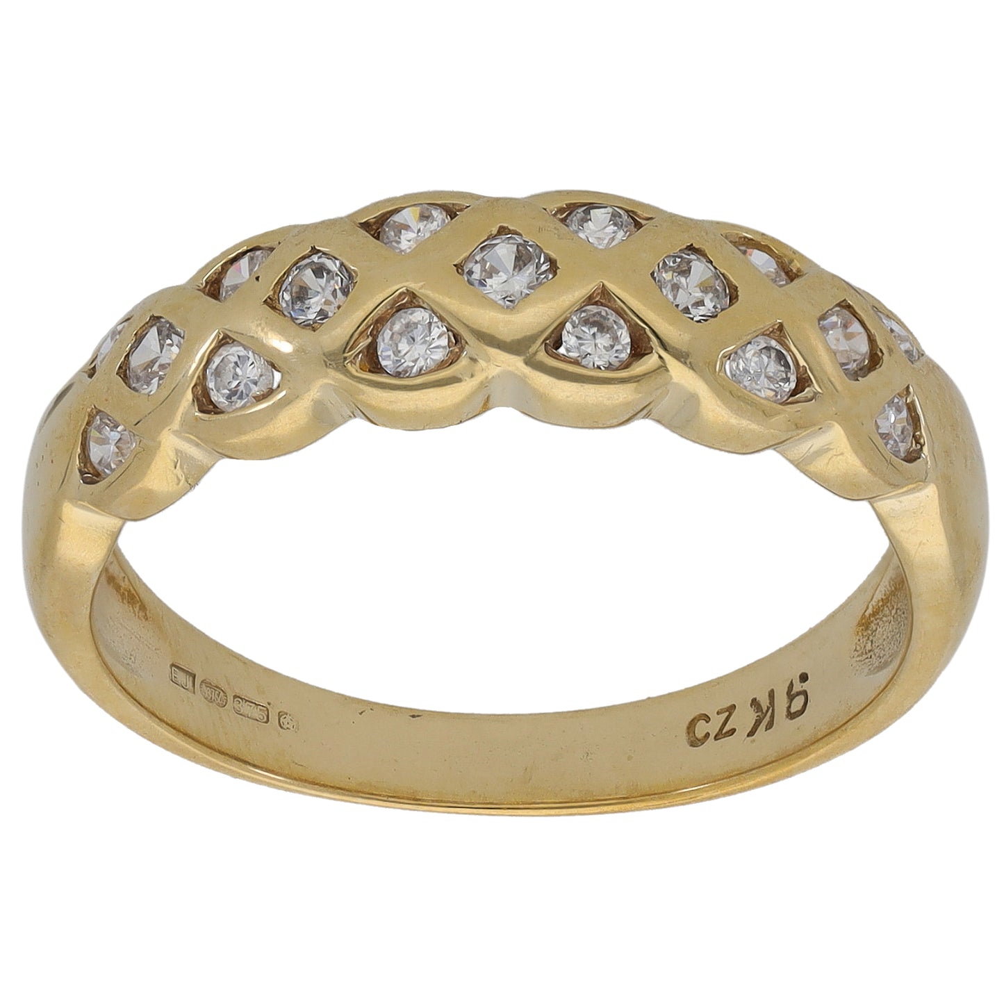 9ct Gold Cubic Zirconia Half Eternity Ring Size O