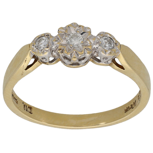 9ct Gold 0.10ct Diamond Trilogy Ring Size M