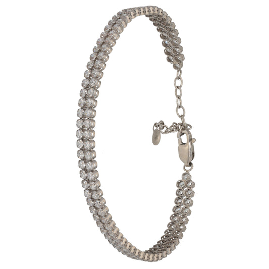 9ct White Gold Cubic Zirconia Fancy Stone Set Bracelet