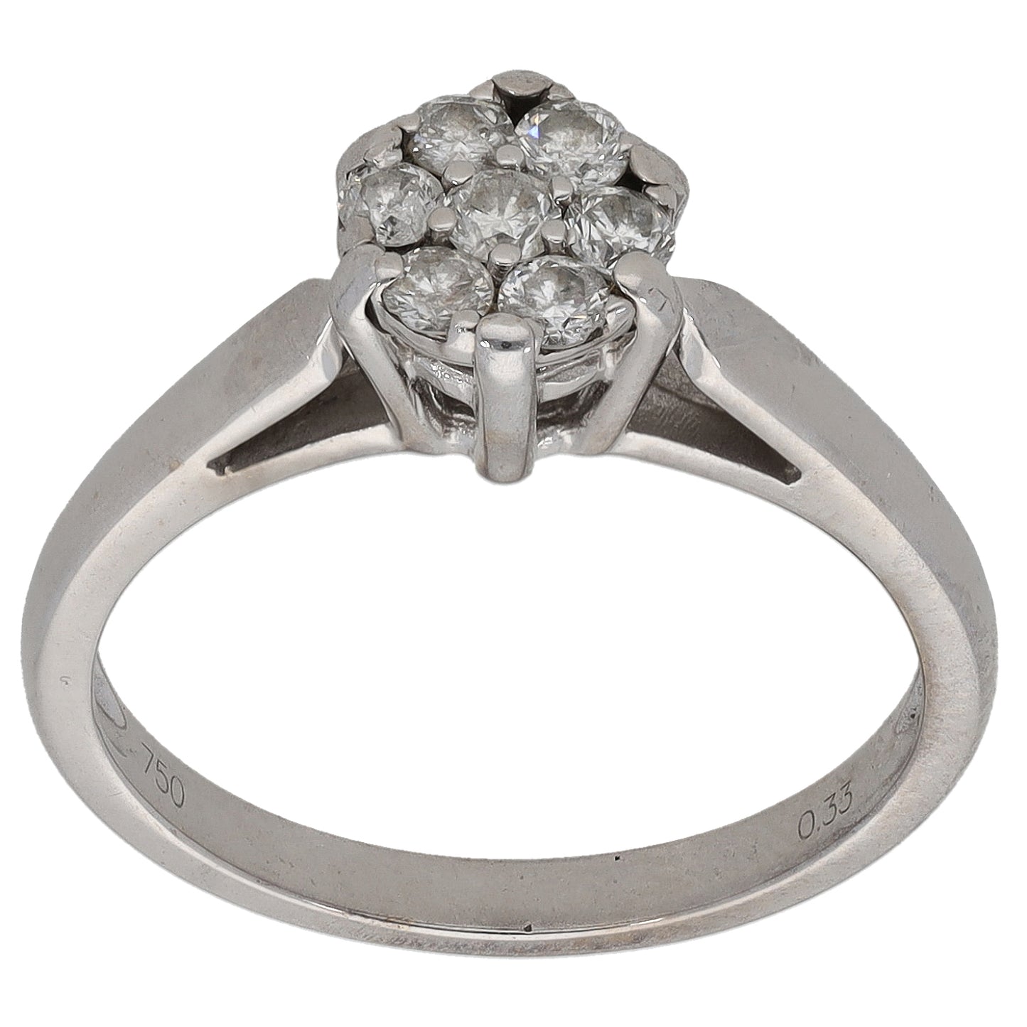 18ct White Gold 0.33ct Diamond Cluster Ring Size M