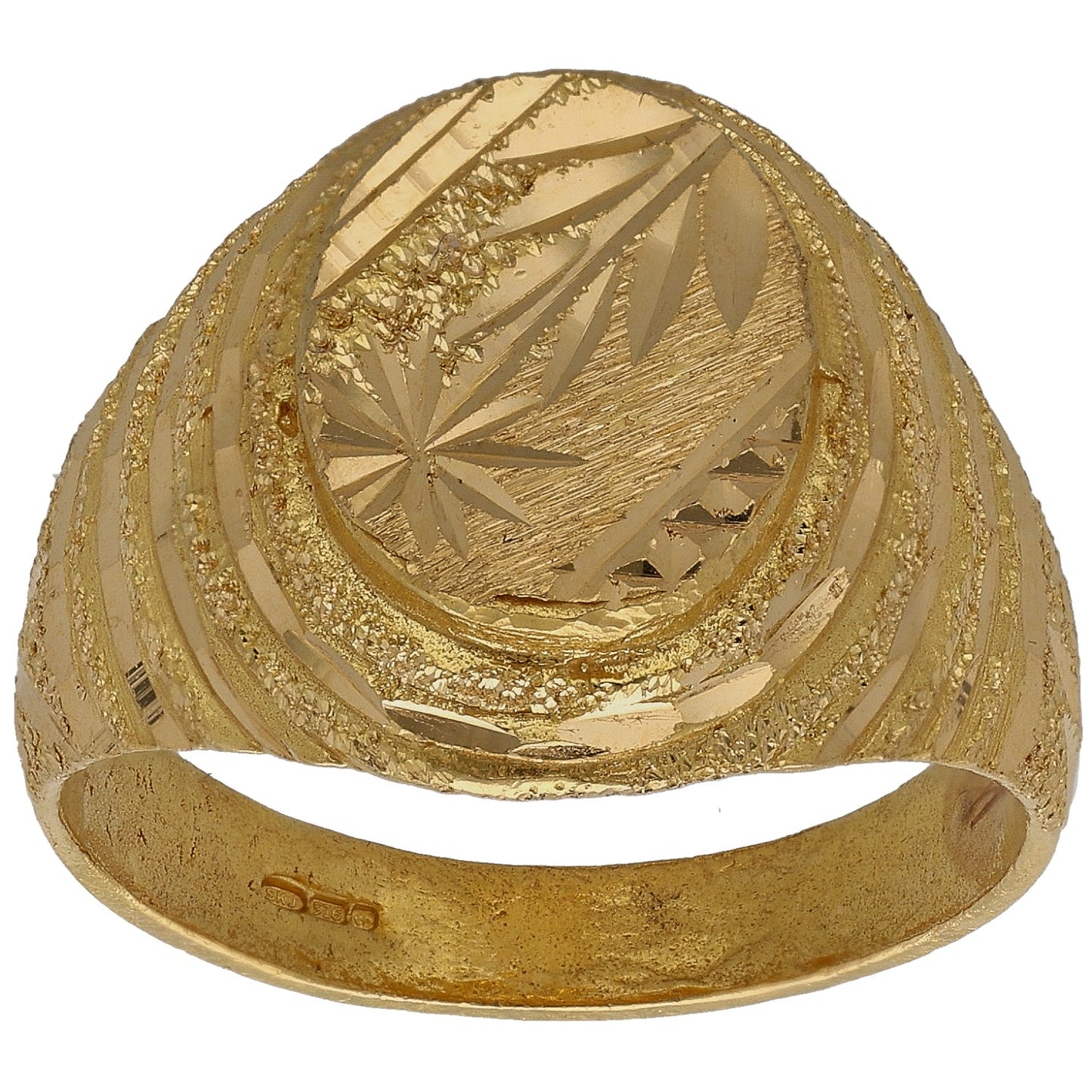 22ct Gold Patterned Signet Ring Size U