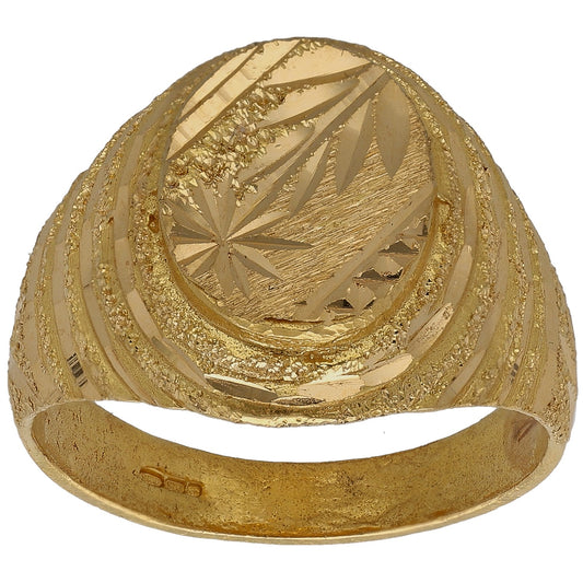 22ct Gold Patterned Signet Ring Size U