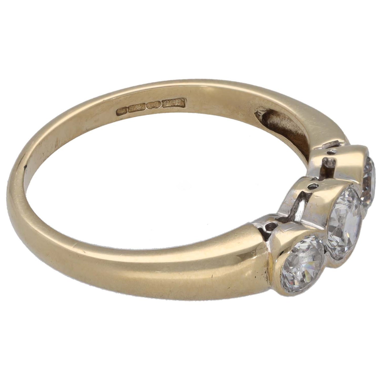9ct Gold Cubic Zirconia Trilogy Ring Size Q