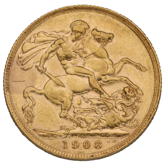 22ct Gold King Edward VII Full Sovereign Coin 1908